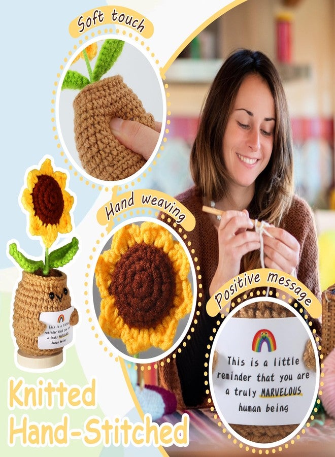 NIMeng Christmas Gifts for Women Positive Crochet Sunflower Christmas Birthday Graduation Thanksgiving Easter Gifts For Women Friend Teachers Nurse Mom Coworker - Image 3